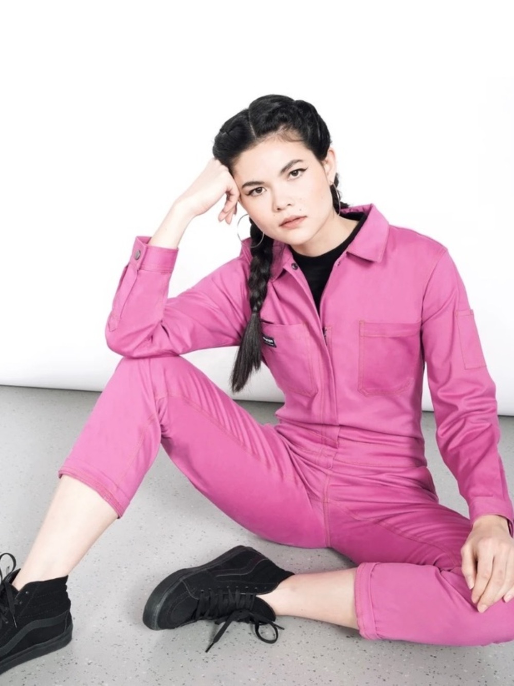 Wildfang Essential Orchid Jumpsuit Coveralls Long Sleeve Size Medium Carpenter